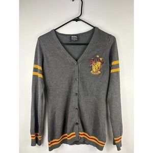 Harry Potter Gryffindor Women's Gray Button Embroidered Cardigan Sweater Size S